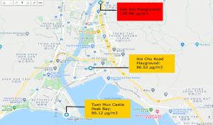 3 light rail stops with the highest NO2 concentrations